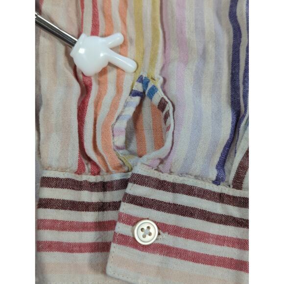 Naturals d&co Rainbow Striped Linen Blend Tunic Top Womens Large Popover Boho - Picture 4 of 16